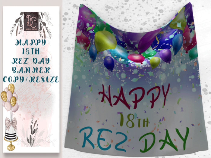 BMC3866 - HAPPY 18TH REZ DAY -  DOUBLE SIDED DRAPED BANNER - TOUCH TO RESIZE