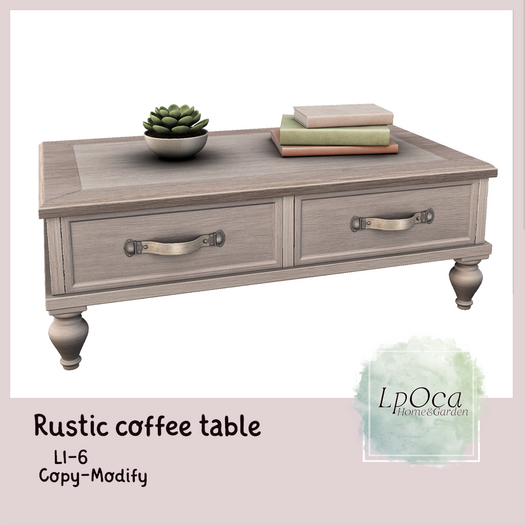 LpOca Rustic Coffee Table w Accessories