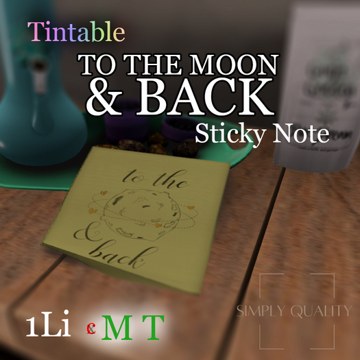 TINTABLE *to the moon and back* Sticky Note  - DOLLARBIE - REVAMP SALE