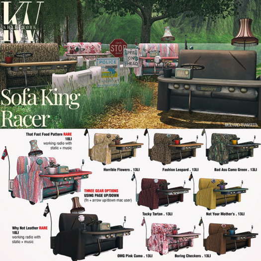 KraftWork Sofa King Racer Not Your Mother's