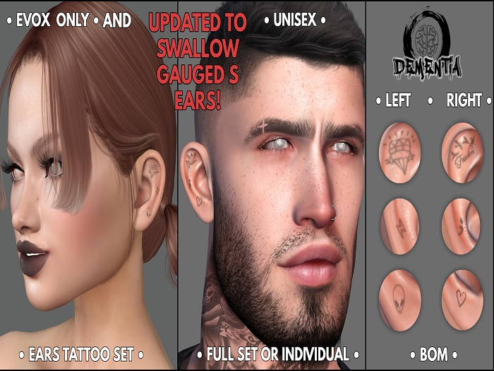 *DEMENTiA* Ears Tattoo Set // EvoX // SWALLOW (Add)