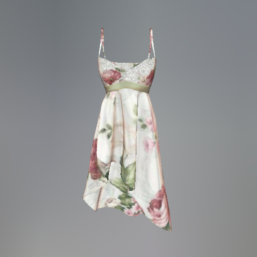Green Cabbage Rose Belleza Dress