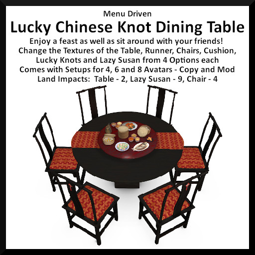 Menu Driven Lucky Chinese Knot Dining Table