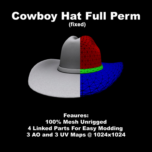 cowboy hat full perm boxed fixed