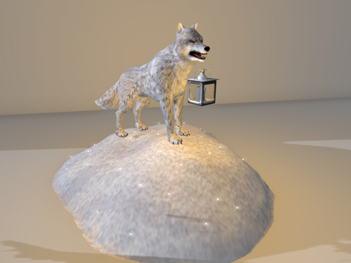 WOLF WHITE WITH LANTERN