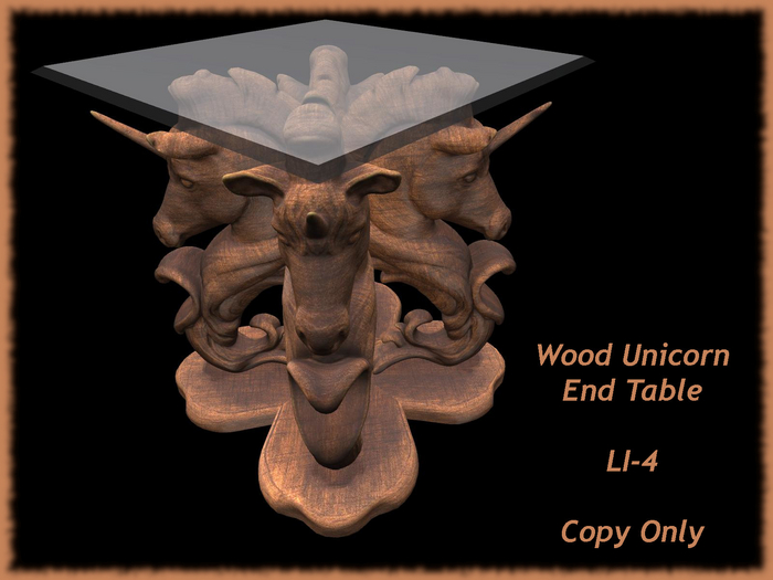 Wood Unicorn End Table Bag