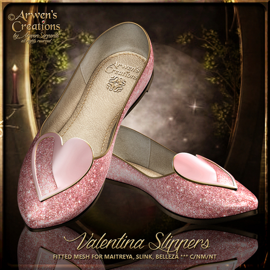 {AS} Valentina Fitted Mesh Slippers: Pink; Maitreya, Slink, Belleza; Valentine's Day, Celebration of Love and Romance