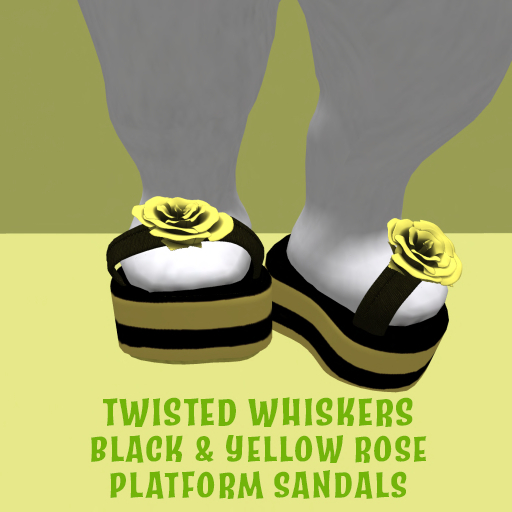 *TW* BLACK & YELLOW ROSE PLATFORM SANDALS