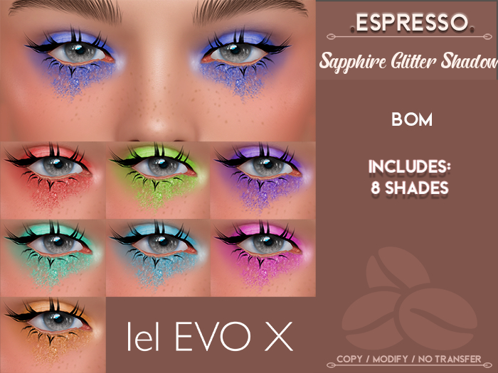 .espresso. sapphire glitter eyeshadow Lelutka EVOX BOM