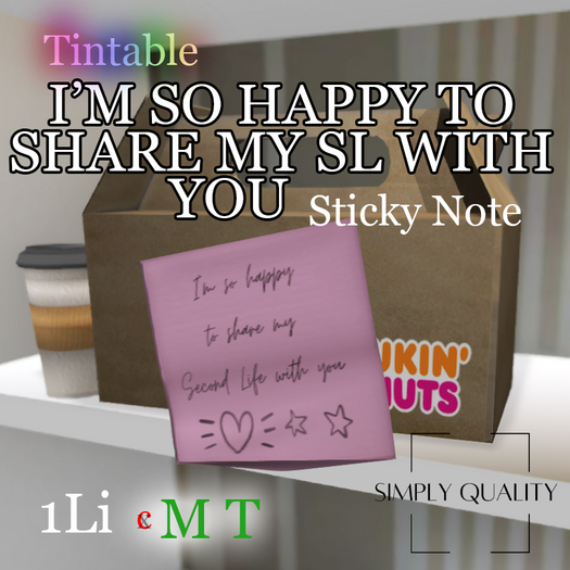 TINTABLE *happy you in my SL* Sticky Note  - DOLLARBIE - REVAMP SALE