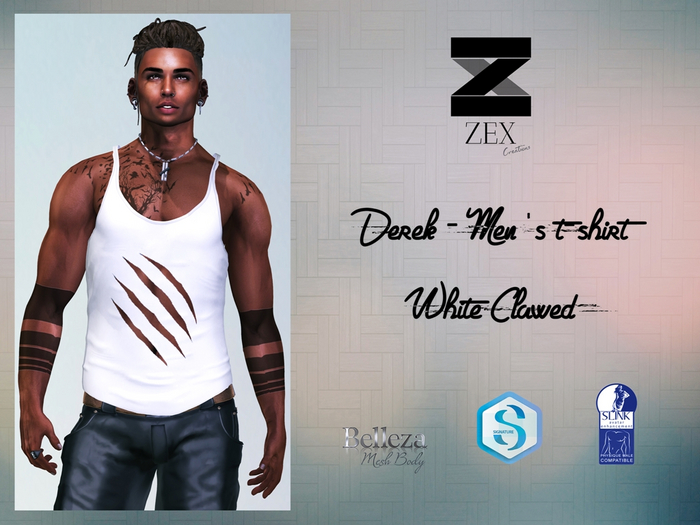 Derek -Men's t-shirt /White Clawed /Gianni . Jake . SLink