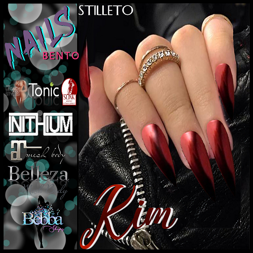 ::BEBBA:: Kim Red Chrome Bento Nails Stilleto