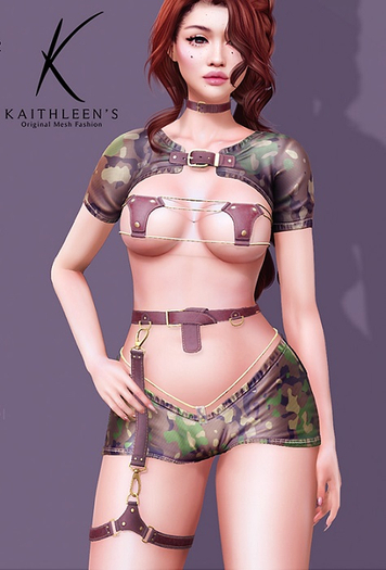 Kaithleen's G.I.Jane SET GREY TOP+SHORTS MAITREYA