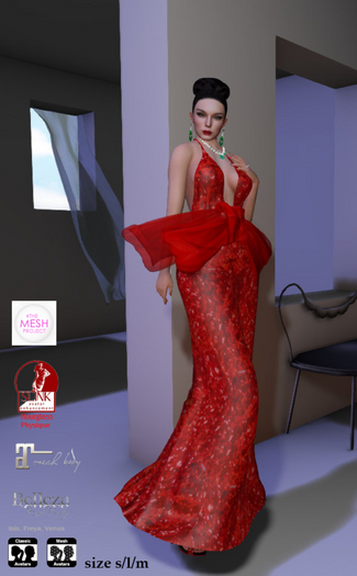 Adl Alta Moda Red Sequin Gown Big Bow