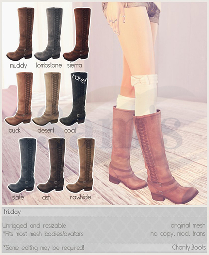 fri. - Charity.Boots (Coal) RARE