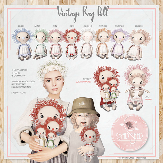 Bad Seed Vintage Rag Dolls - Full Set