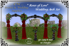 ..CM.. Red Goth Rose Wedding Arch Set