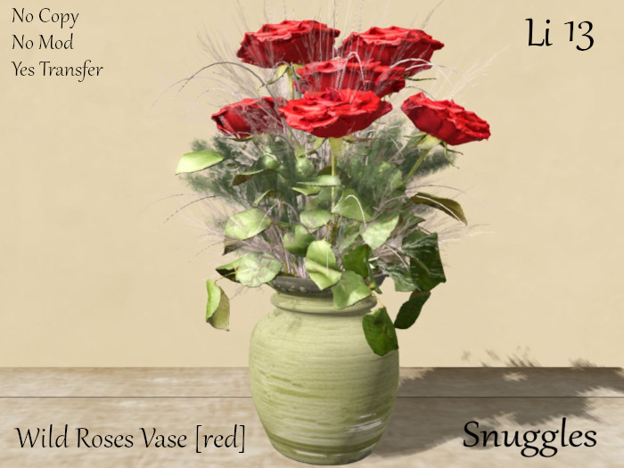 Wild Roses Vase [red] By Snuggles 