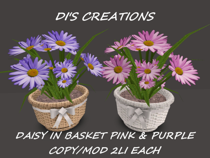 DAISY IN BASKET PINK PURPLE