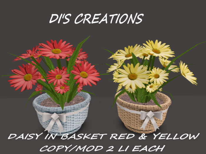 DAISY IN BASKET RED YELLOW
