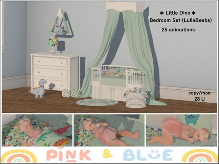 Little Dino Bedroom Set (LullaBeebs){PINK&BLUE}