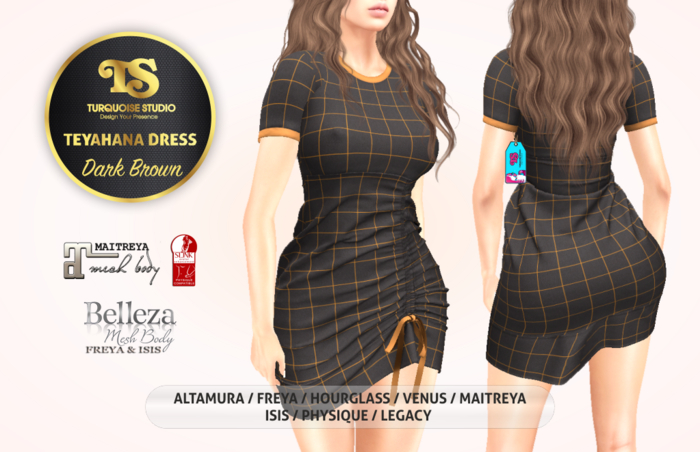 [TURQUOISE] TEYAHANA DRESS [DARK BROWN]