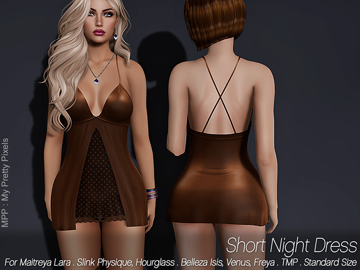 - MPP Mesh - Short Night Dress - Brown