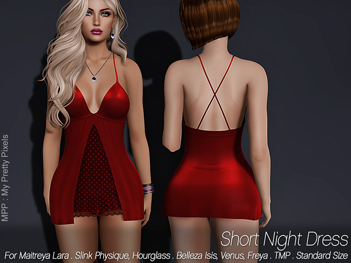 - MPP Mesh - Short Night Dress - Red