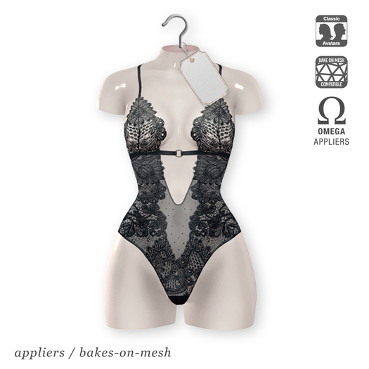  "Starlet" lace BOM bodysuit - 02 black | Appliers: Omega | Classic/Bakes-on-Mesh