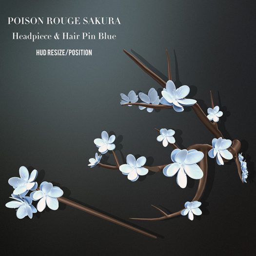 POISON ROUGE Sakura Headpiece & Hairpin Blue