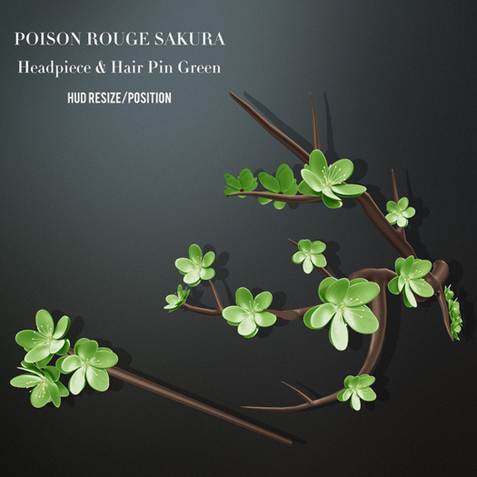 POISON ROUGE Sakura Headpiece & Hairpin Green
