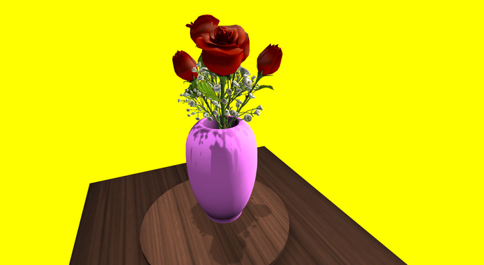Valentine Pink Vase with Red Roses