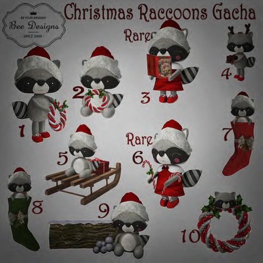09 Bee Designs Christmas Raccoons