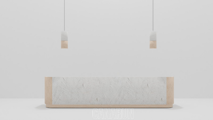 *Cement&Wood Reception Desk %100 Mesh - CANARUN