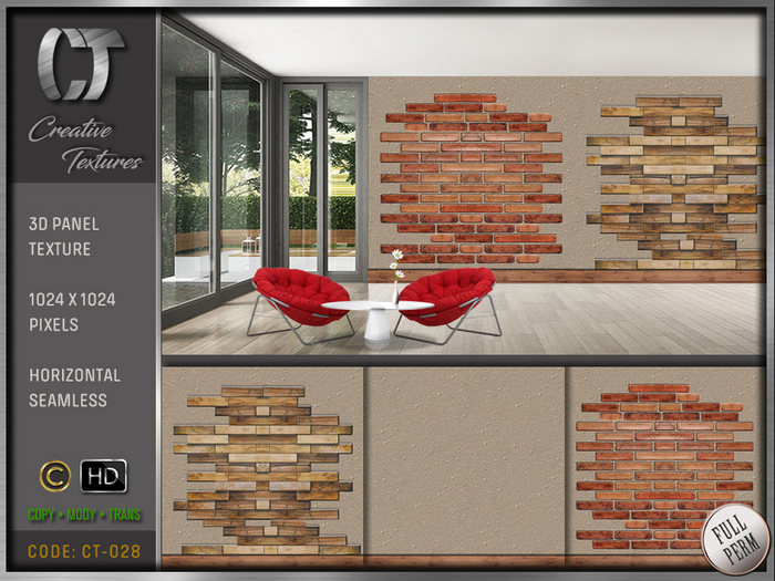 BRICK WALL TEXTURE 3D CT-028