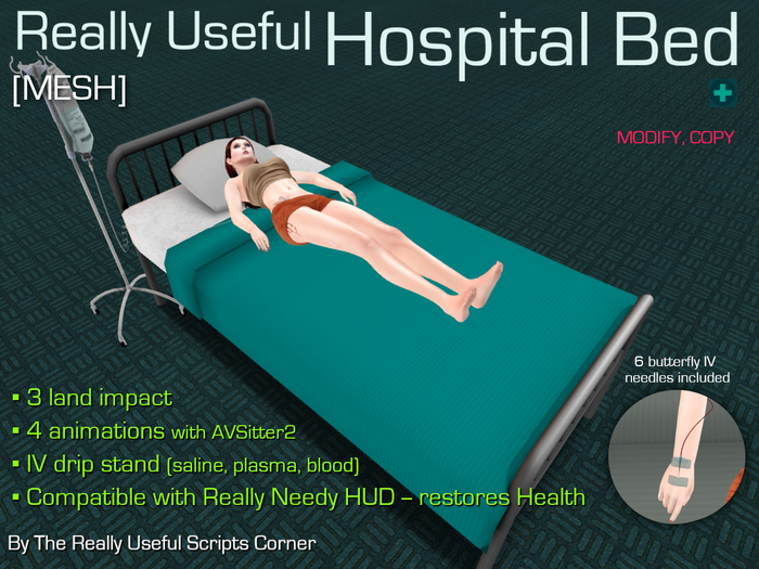 *Really Useful Hospital Bed with IV stand