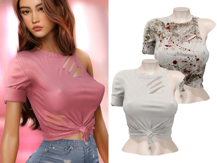 -[ vagrant ]- Ellie Ripped Shirt - White