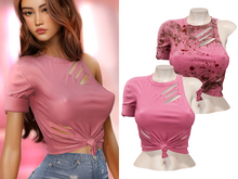 -[ vagrant ]- Ellie Ripped Shirt - Warm Pink