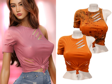 -[ vagrant ]- Ellie Ripped Shirt - Orange