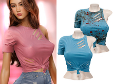 -[ vagrant ]- Ellie Ripped Shirt - Light Blue