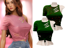 -[ vagrant ]- Ellie Ripped Shirt - Green