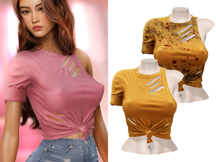 -[ vagrant ]- Ellie Ripped Shirt - Gold