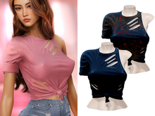 -[ vagrant ]- Ellie Ripped Shirt - Dark Blue