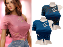 -[ vagrant ]- Ellie Ripped Shirt - Blue