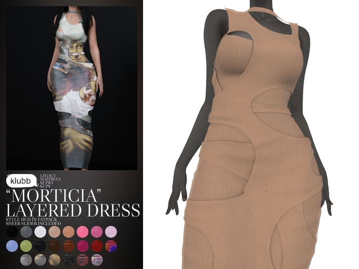 Second Life Marketplace Klubb "Morticia" Layered Dress Nude