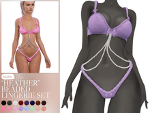 Klubb - "Heather" Beaded Lingerie Set Lavender