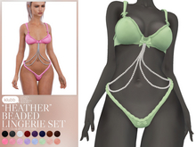 Klubb - "Heather" Beaded Lingerie Set Mint