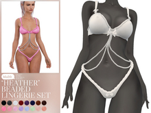 Klubb - "Heather" Beaded Lingerie Set White