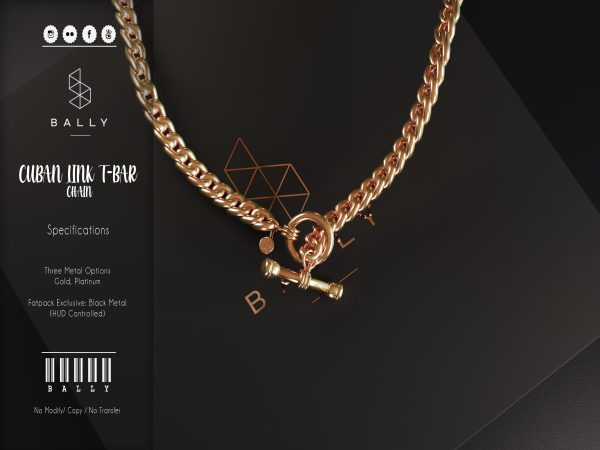 'BALLY' Cuban Link T-Bar Chain Megapack