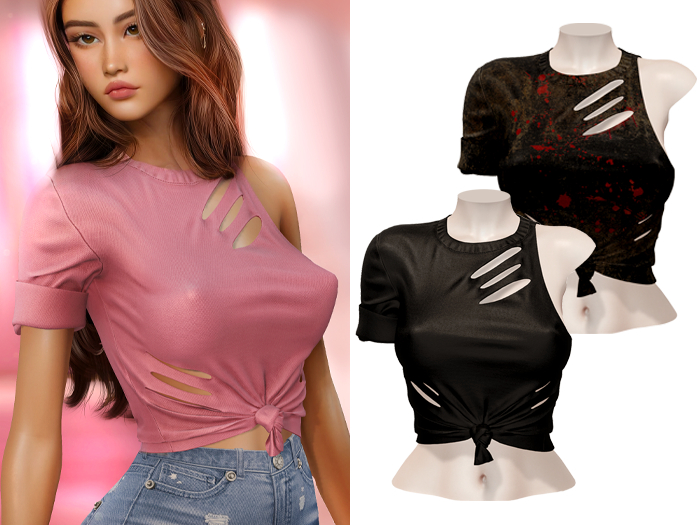 -[ vagrant ]- Ellie Ripped Shirt - Black
